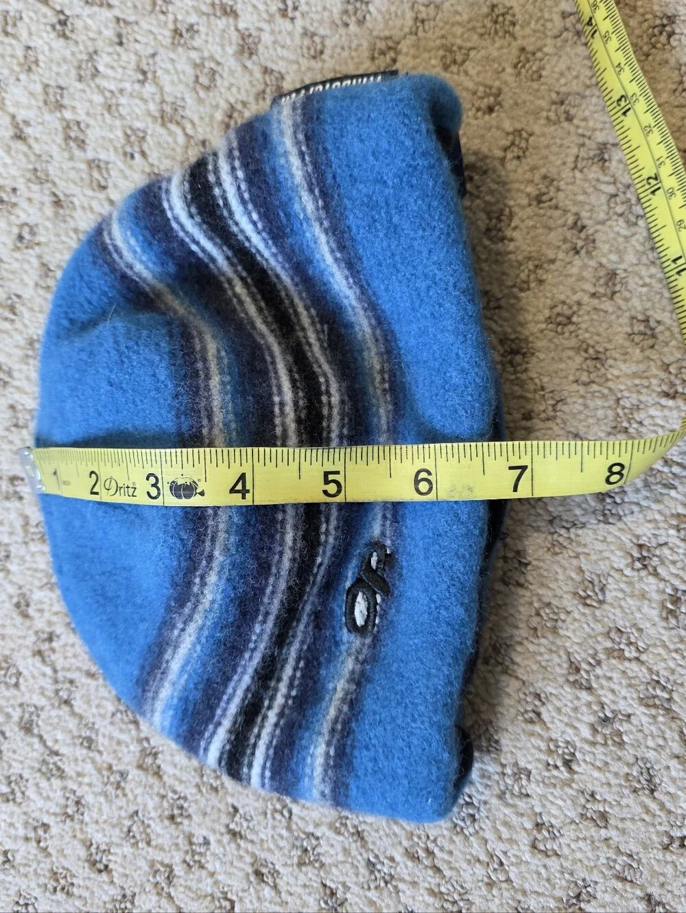 Outdoor Research Blue and Black Striped Fleece Beanie